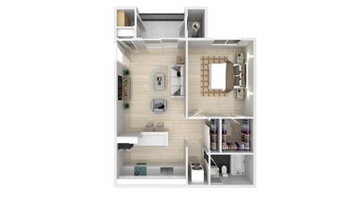 1Bed 1Bath 694sf floor plan